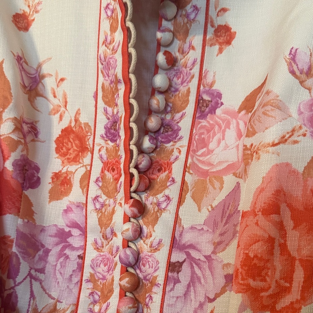 Beulah Floral Midi Dress in Pink and Orange - Picture 6 of 8